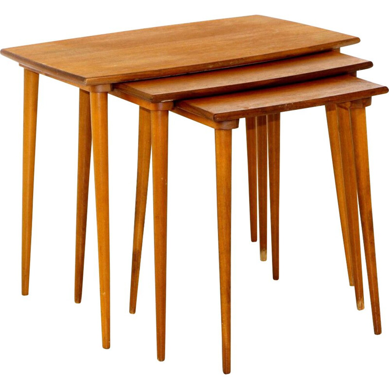 Vintage teakhouten nesttafel, Zweden 1950