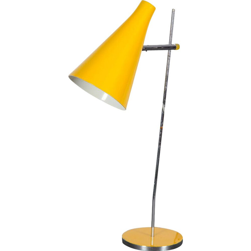 Vintage yellow metal table lamp by Josef Hurka for Lidokov, 1960