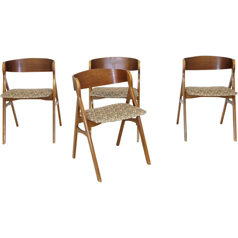Conjunto de 4 cadeiras de teca vintage, Dinamarca 1960