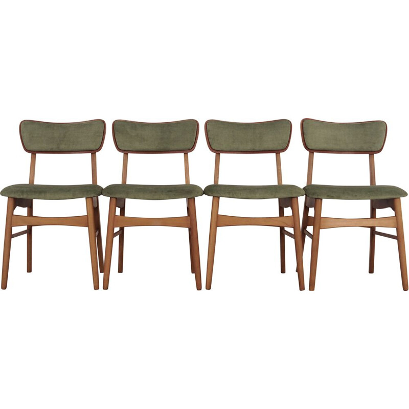 Set of 4 vintage beechwood chairs, Denmark 1970s