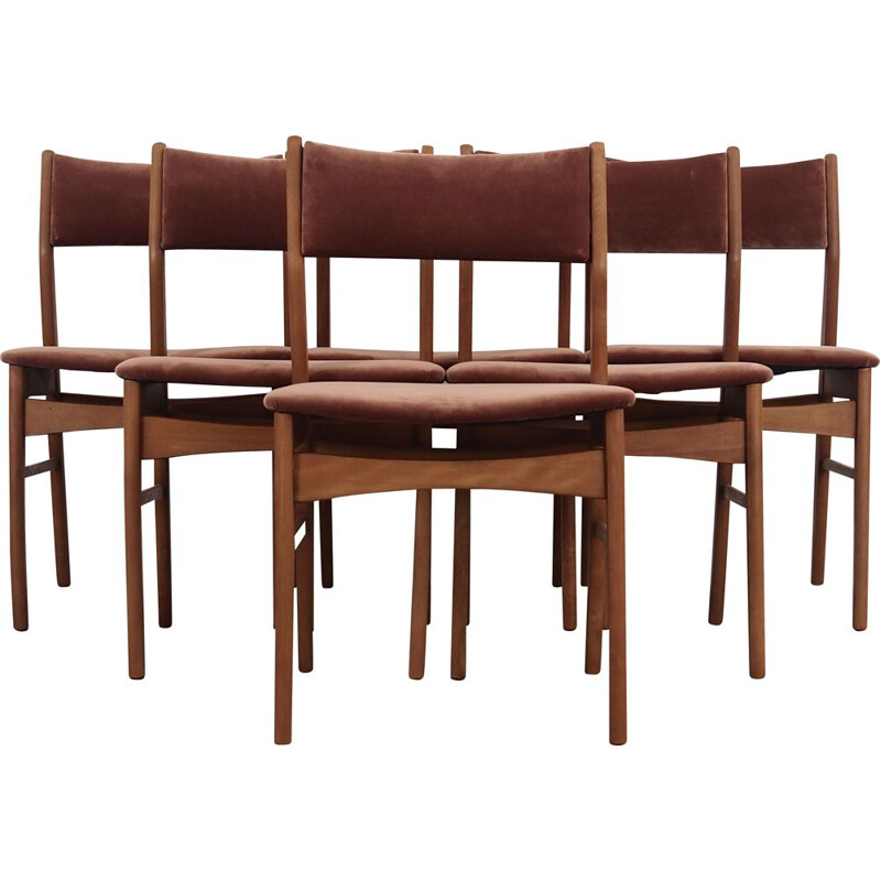 Conjunto de 6 cadeiras de madeira de faia vintage, Dinamarca 1970