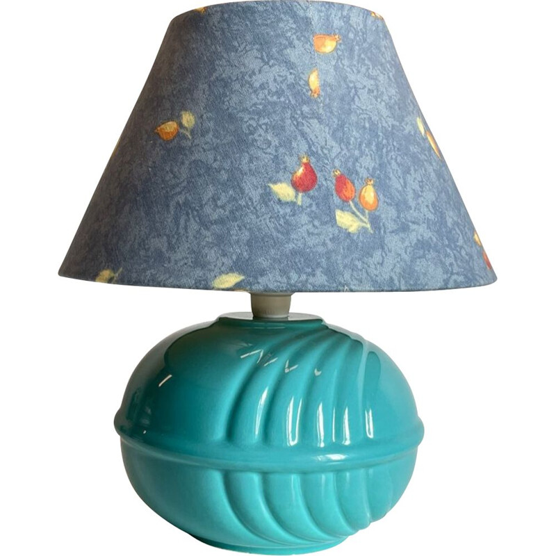 Vintage blue ceramic ball lamp, 1980