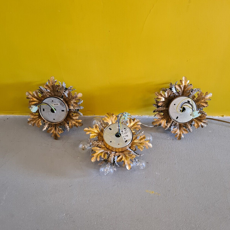 Set of 3 vintage Flower ceiling lamps by Banci