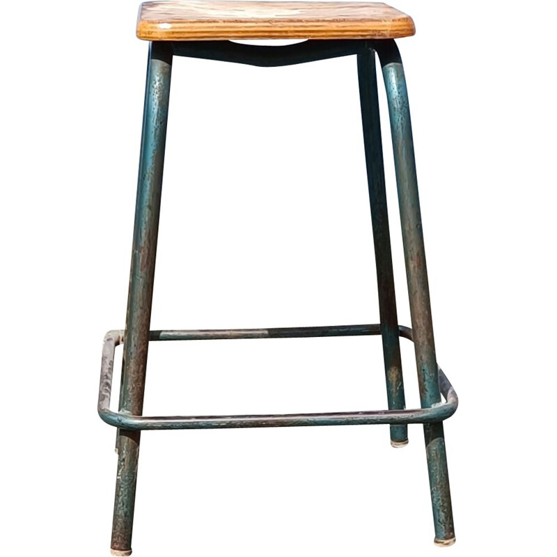 Tabouret haut vintage en bois