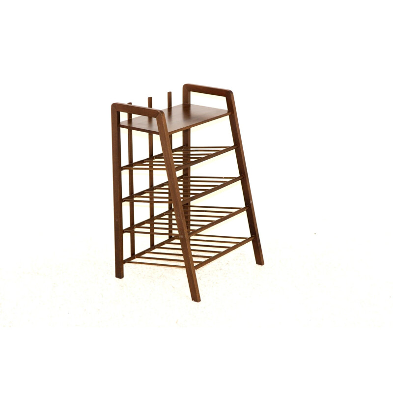 Vintage beech magazine rack, Sweden 1950