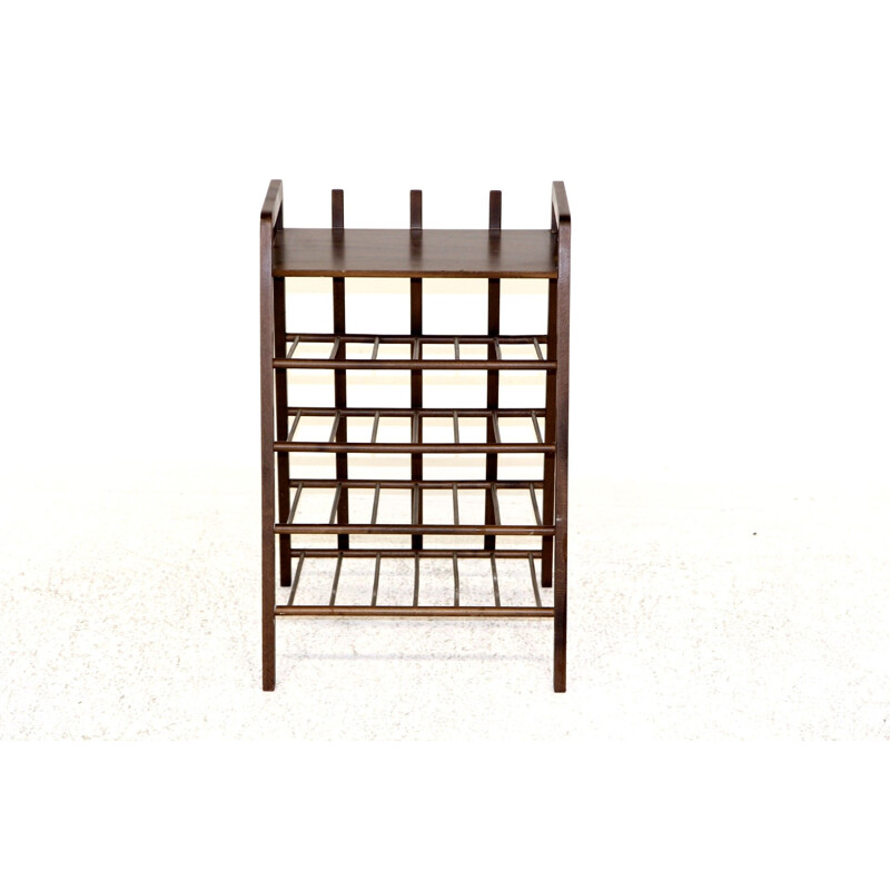 Vintage beech magazine rack, Sweden 1950