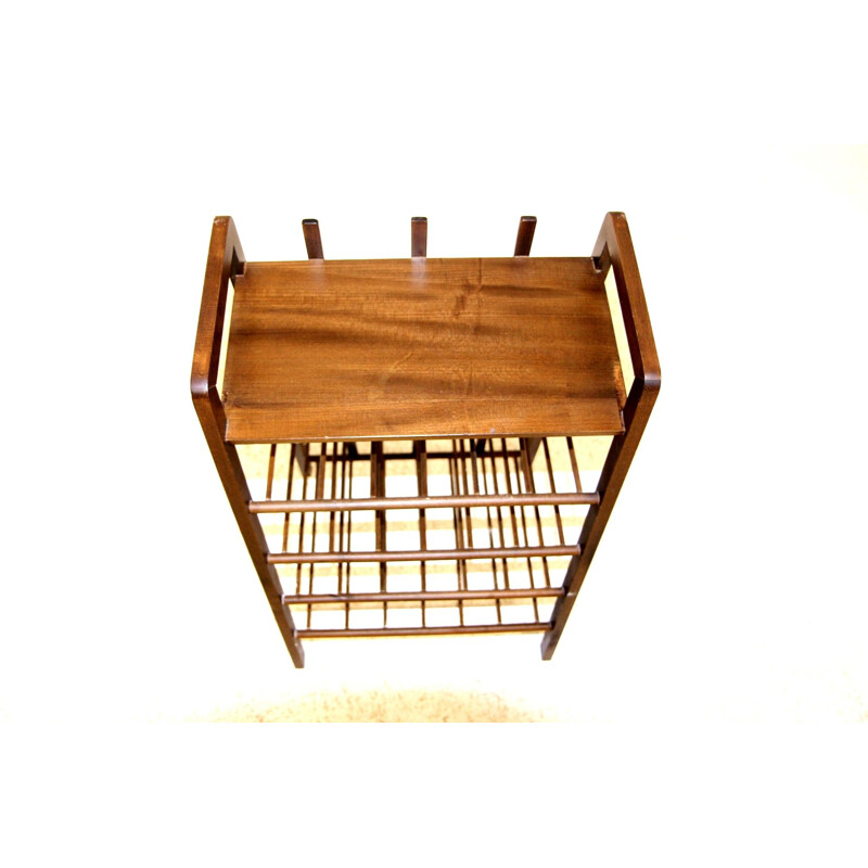 Vintage beech magazine rack, Sweden 1950