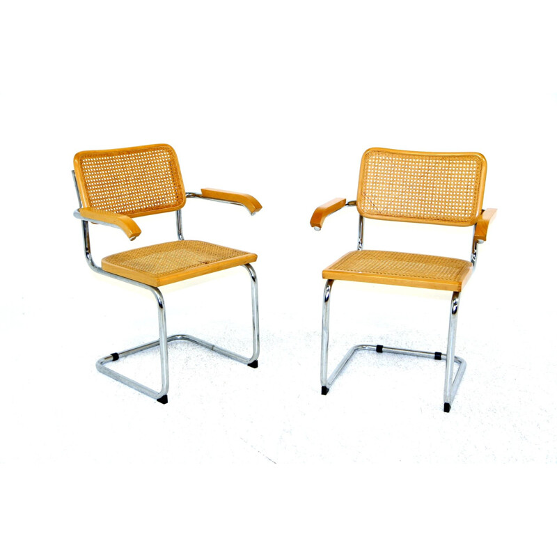 Pair of vintage B64 armchairs by Marcel Breuer, Italy 1990