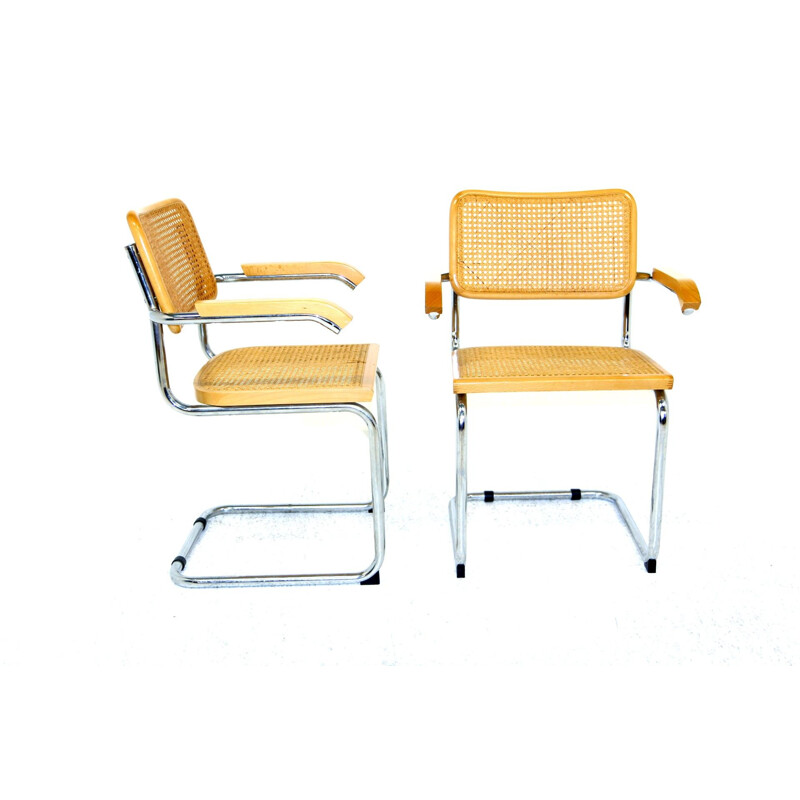 Paar vintage B64 fauteuils van Marcel Breuer, Italië 1990