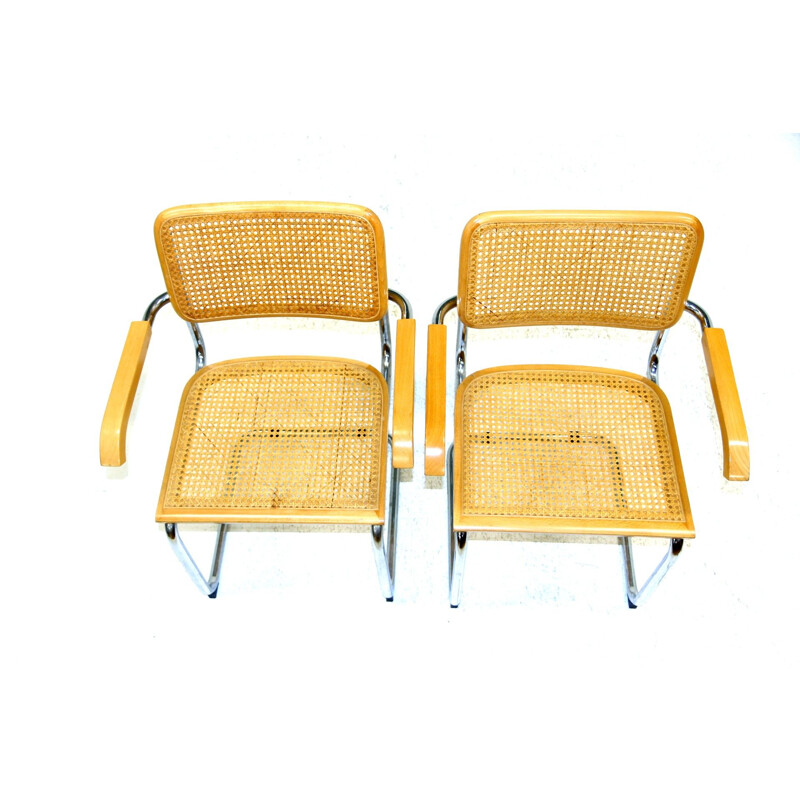 Paar vintage B64 fauteuils van Marcel Breuer, Italië 1990