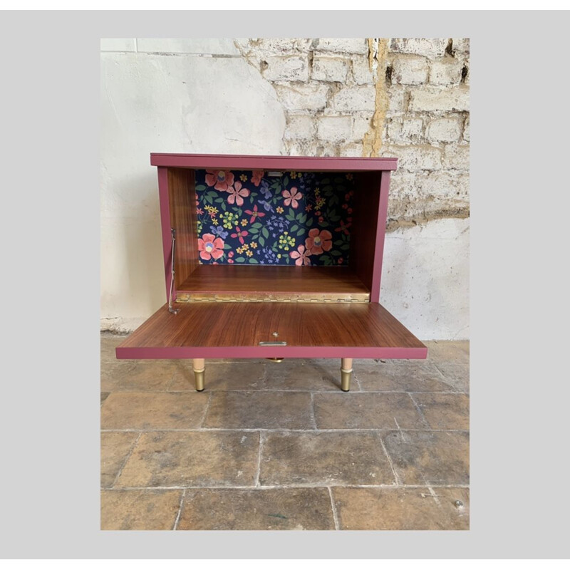 Vintage burgundy night stand, 1950-1960