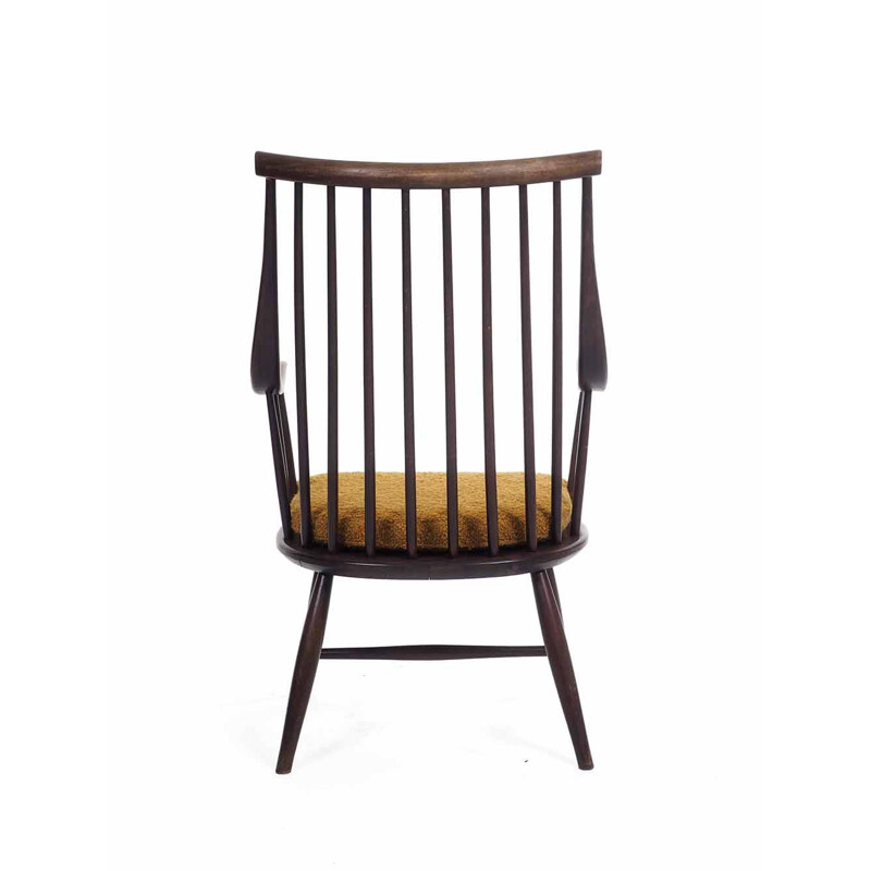 Vintage fauteuil in hout en oker van Lena Larsson voor Nesto, Zweden 1962