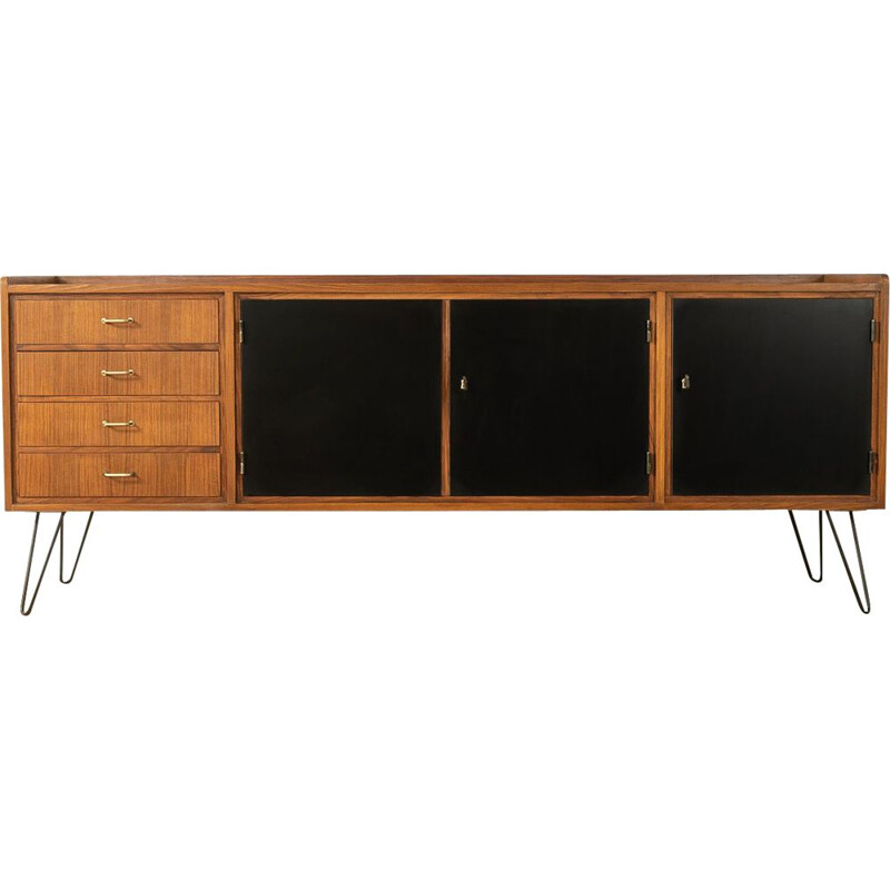 Vintage walnut sideboard with doors in black, Germany 1950s