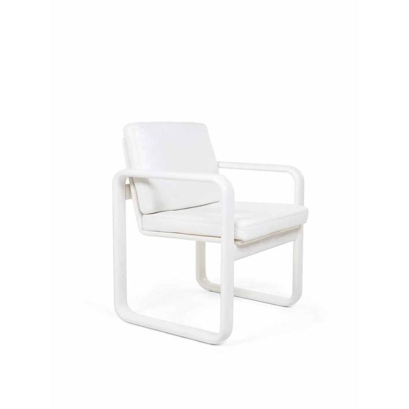 Paire de fauteuils vintage en cuir blanc par Burkhard Vogtherr pour Rosenthal, Allemagne