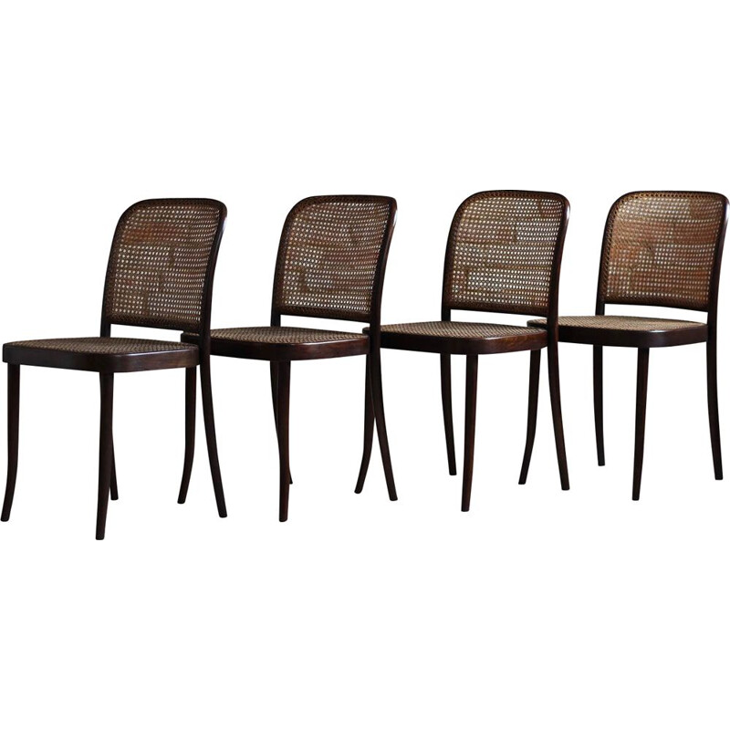 Set of 4 vintage model No. 811 dining chairs by J. Hoffmann for Thonet, 1940s