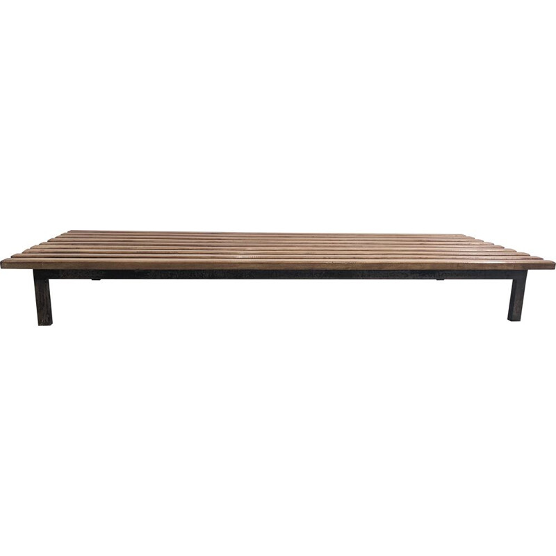 Vintage Cansado 9 slats bench in mahogany by Charlotte Perriand, 1954