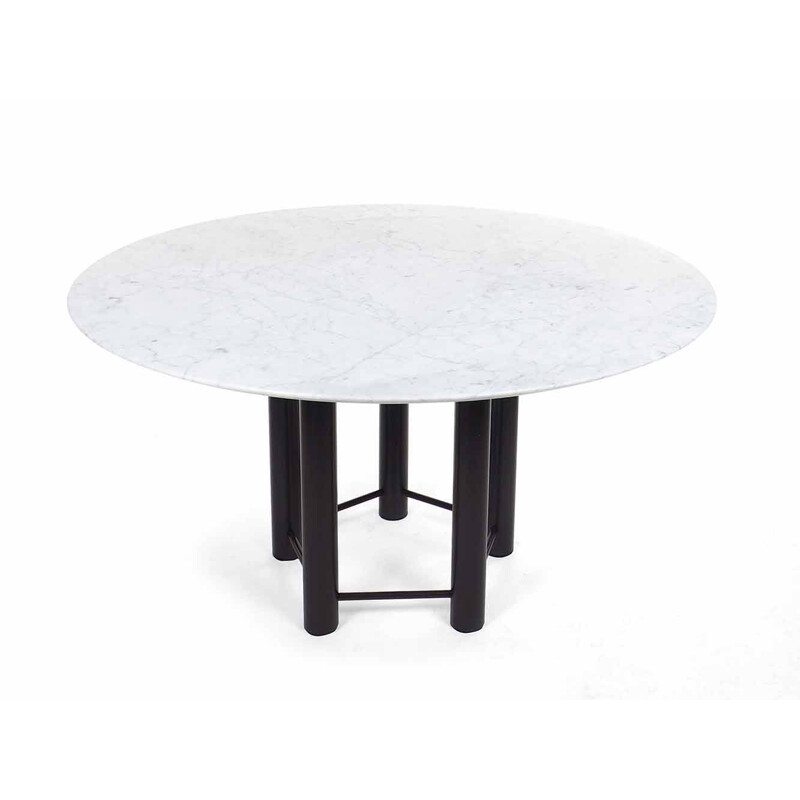 Vintage Carrara Gioia marble round table by Metaform, 1980s