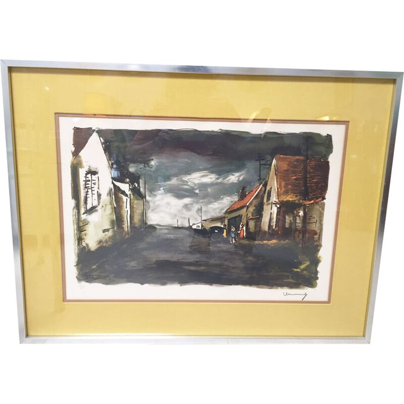 Vintage lithograph of characters in the street by Maurice de Vlaminck, 1950