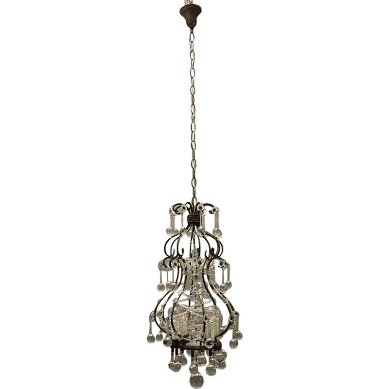 Vintage Italian pendant lamp with Murano glass drops