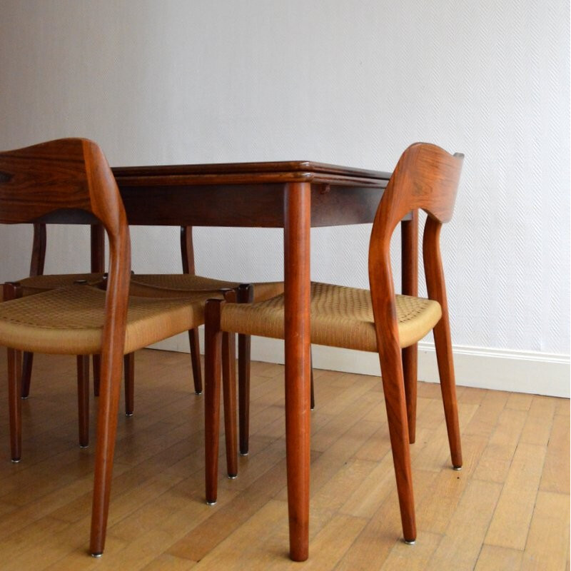 Danish dining set with 6 chairs, Niels O. MØLLER - 1950s