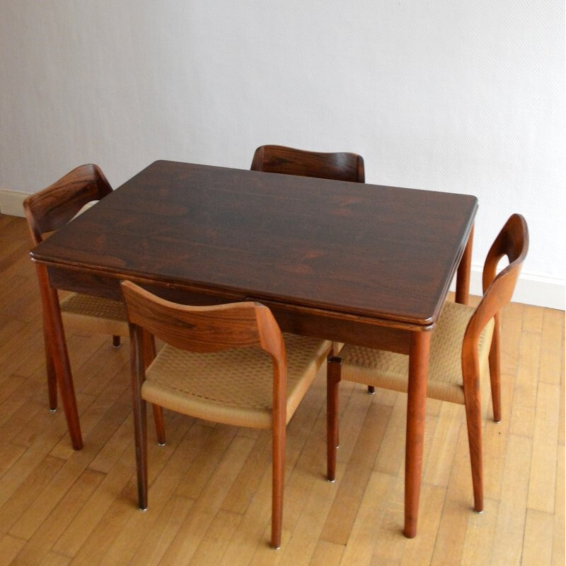 Danish dining set with 6 chairs, Niels O. MØLLER - 1950s