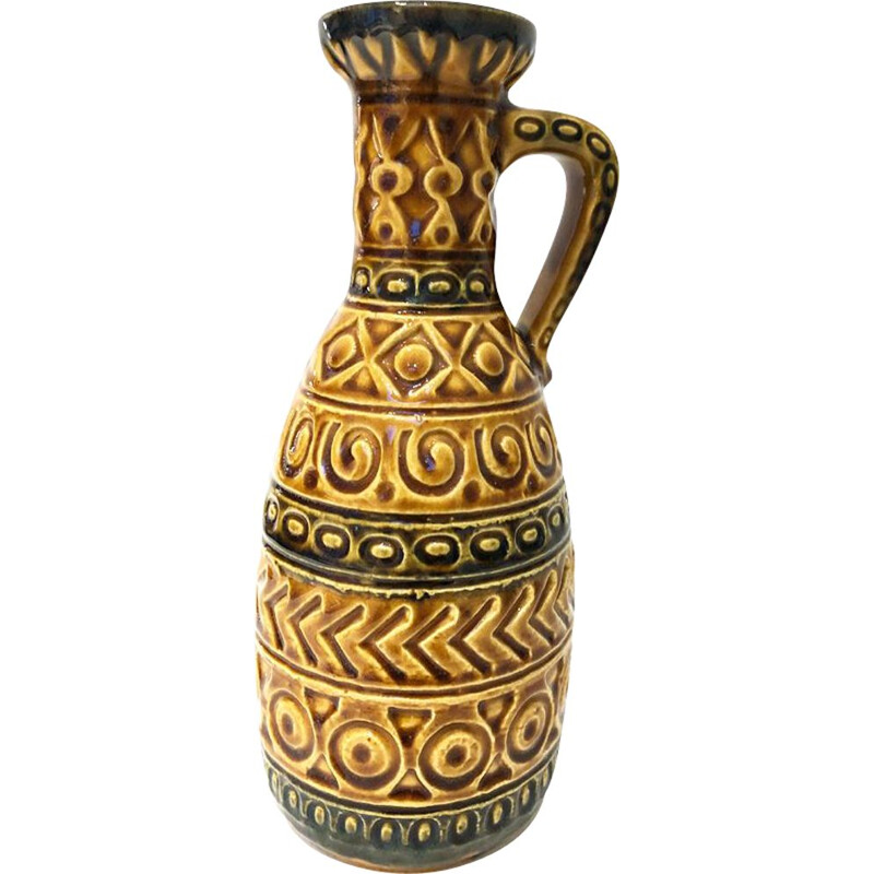 Vintage-Vase aus ockerfarbener Keramik von West Germany, 1970