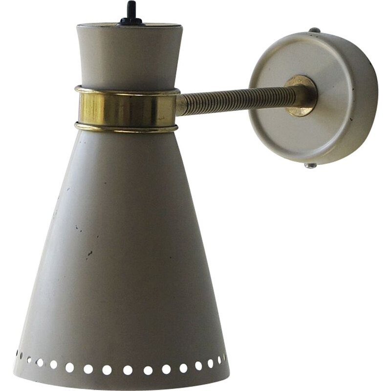 Lampada da parete vintage regolabile in metallo e ottone, Italia 1950