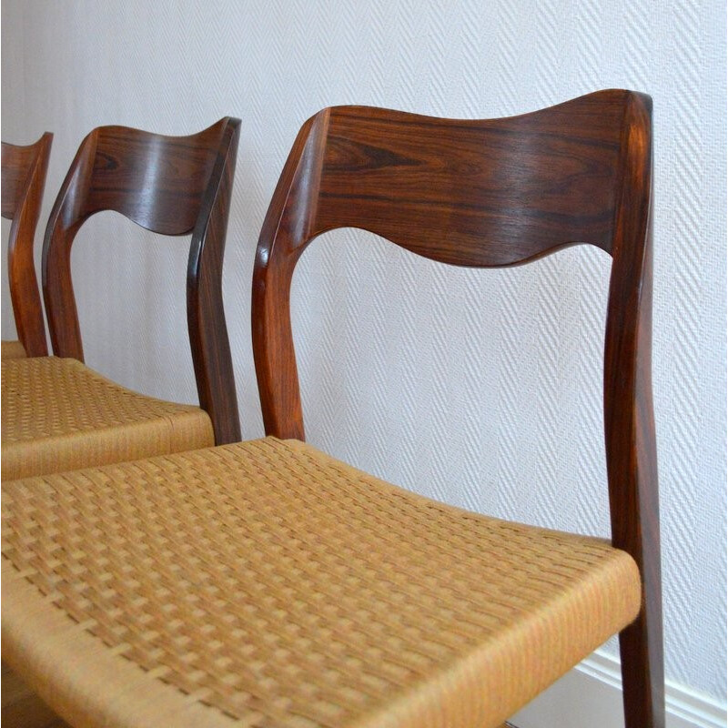 Danish dining set with 6 chairs, Niels O. MØLLER - 1950s
