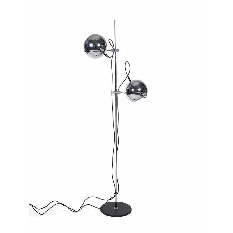 Vintage floor lamp with chrome ball shade, 1960