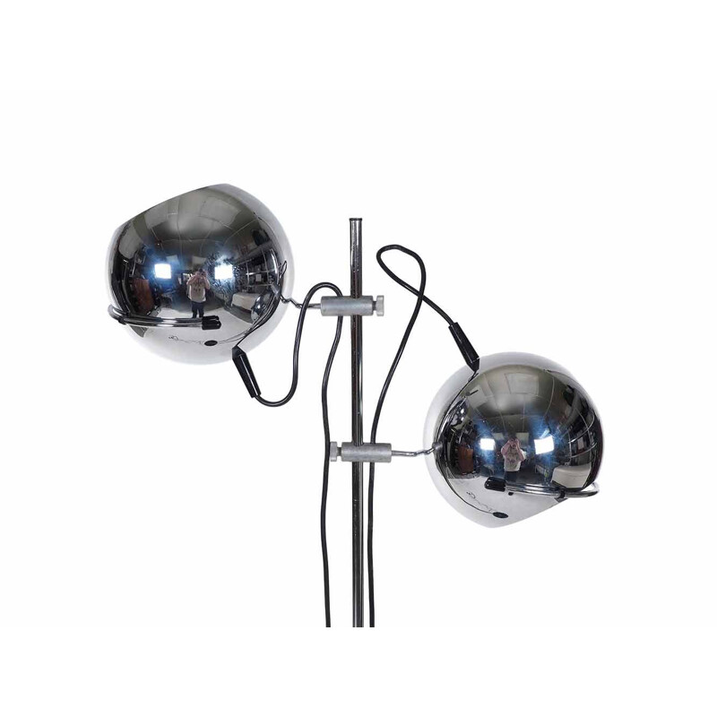 Vintage floor lamp with chrome ball shade, 1960