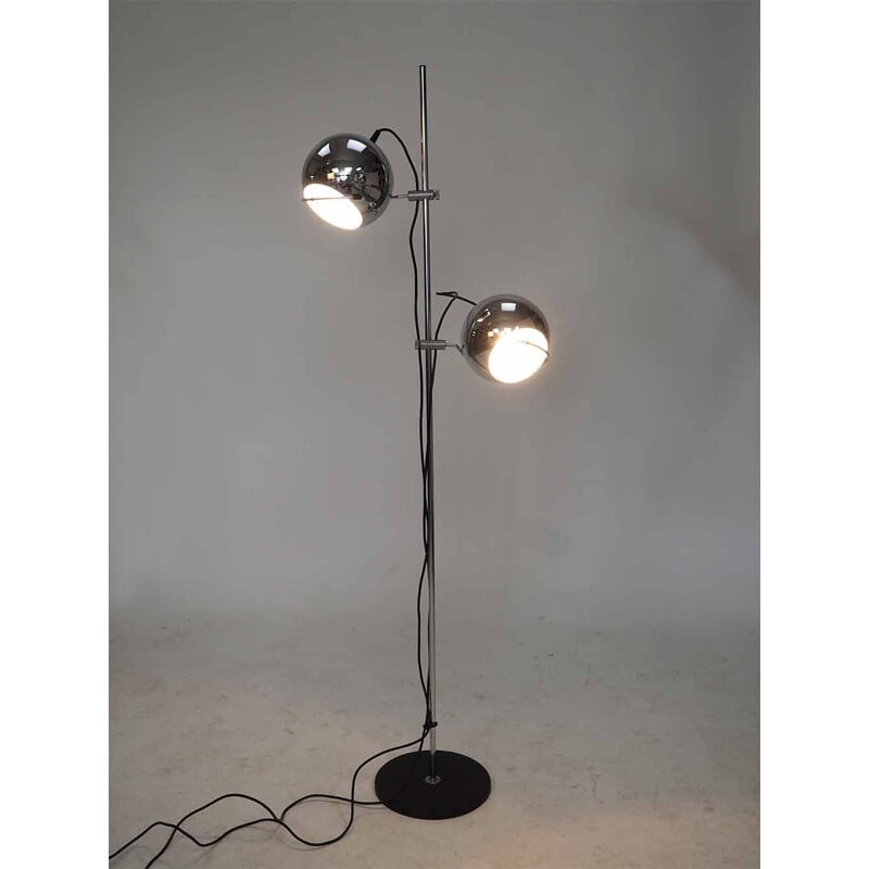 Vintage floor lamp with chrome ball shade, 1960