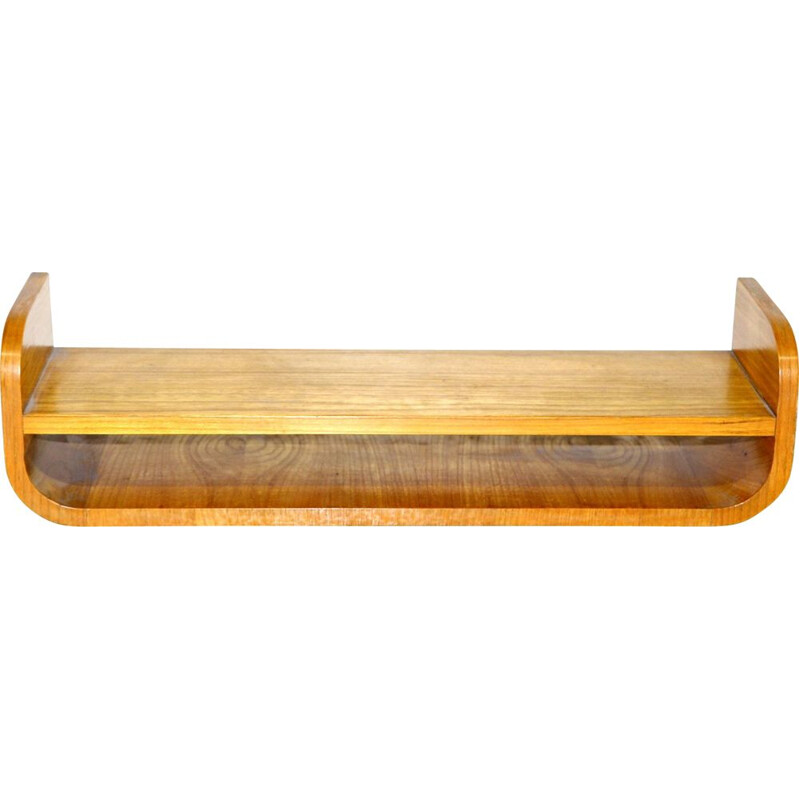 Vintage elmwood wall shelf, Sweden 1940