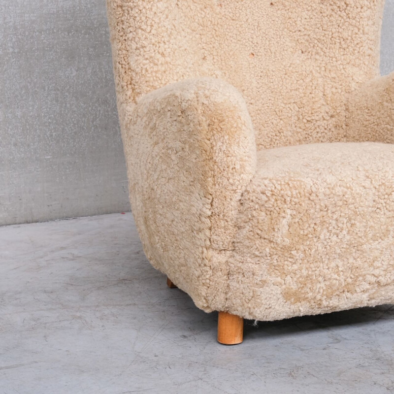 Mid-century Danish Shearling Teddy Bear armchair by Mogens Lassen, 1960s