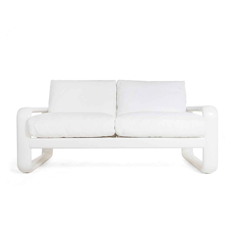 Vintage-Sofa aus weißem Leder von Burkhard Vogtherr für Rosenthal, Deutschland 1974