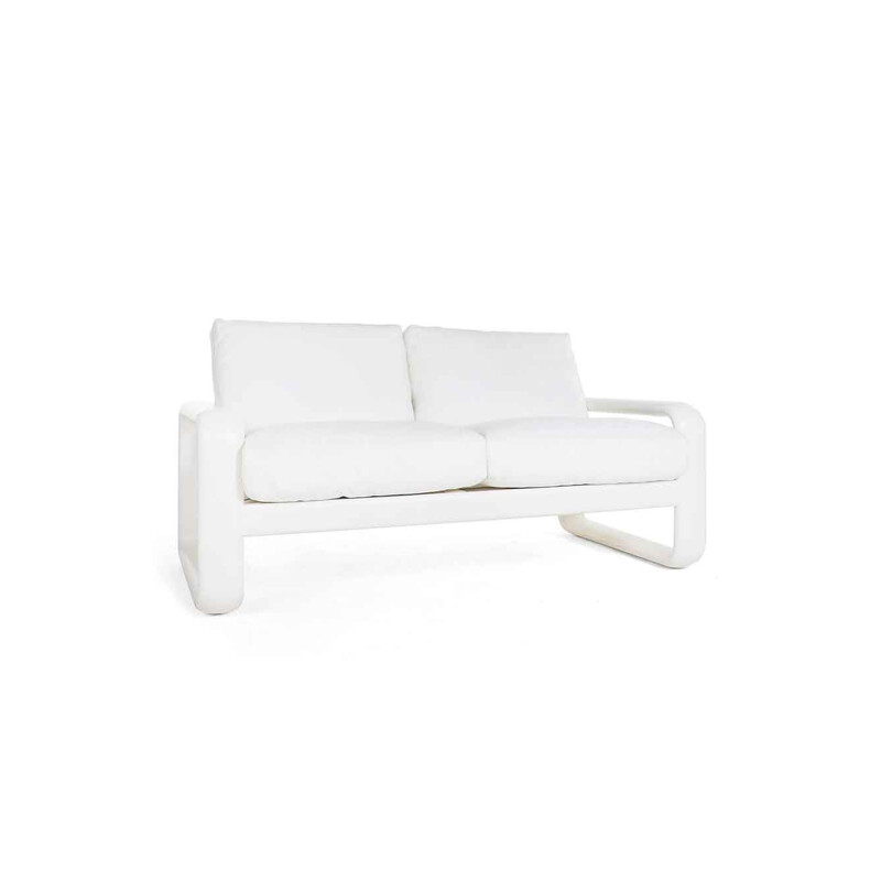 Vintage white leather sofa by Burkhard Vogtherr for Rosenthal, Germany 1974