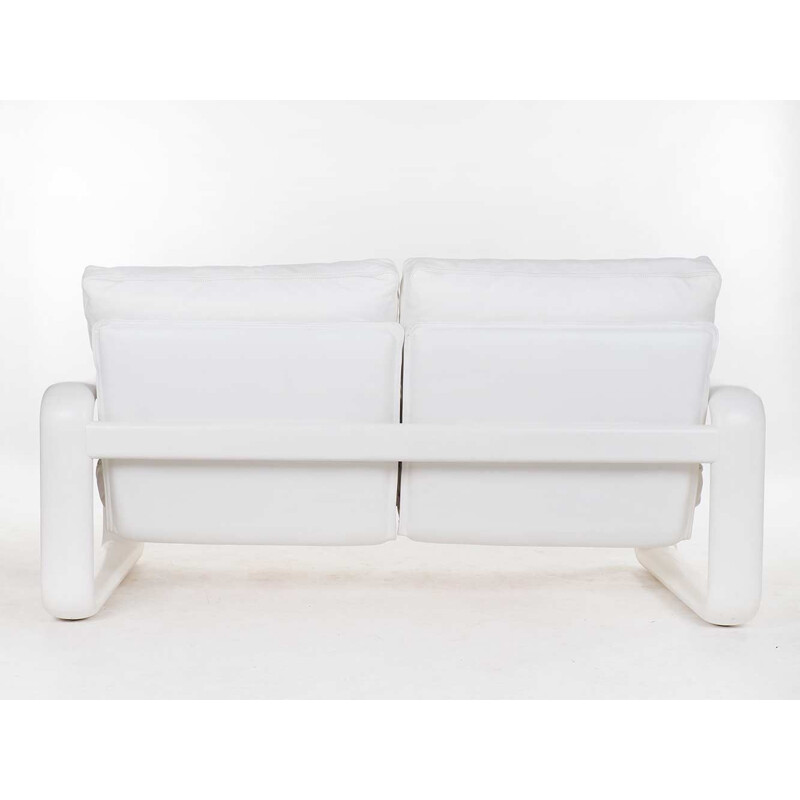 Vintage-Sofa aus weißem Leder von Burkhard Vogtherr für Rosenthal, Deutschland 1974
