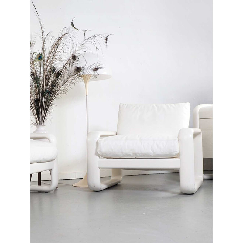 Vintage white leather sofa by Burkhard Vogtherr for Rosenthal, Germany 1974