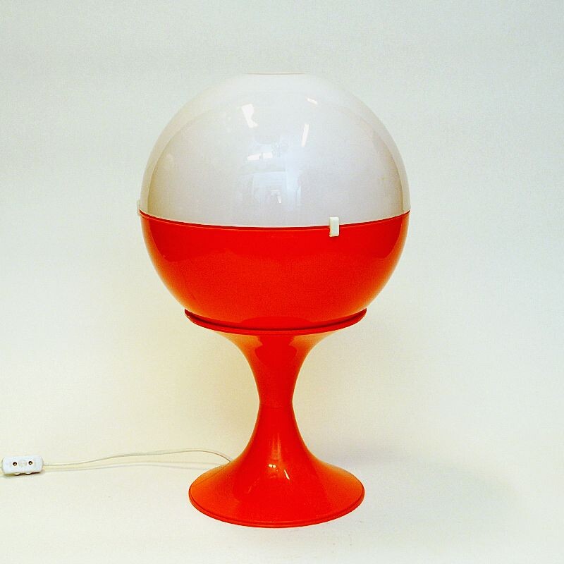 Vintage-Globus-Tischlampe in Weiß und Orange, 1970