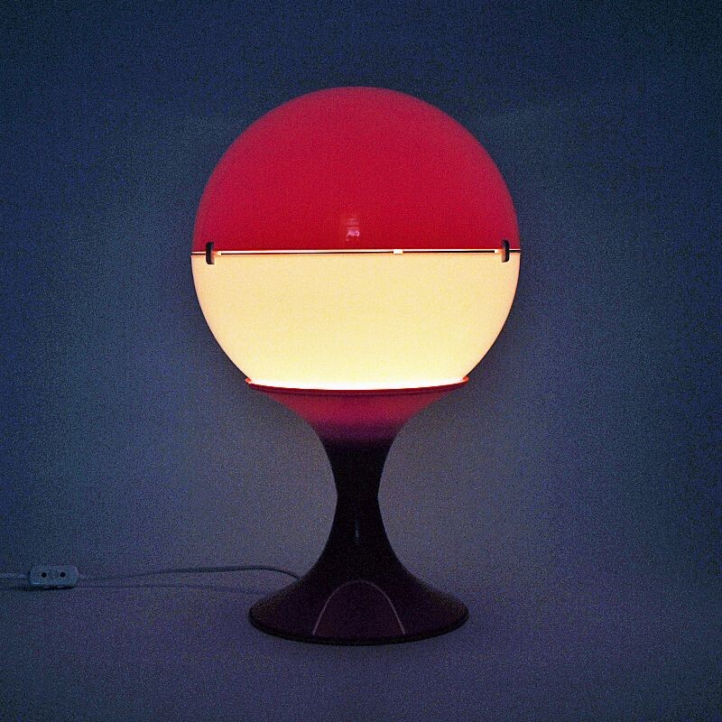 Vintage white and orange globe table lamp, 1970