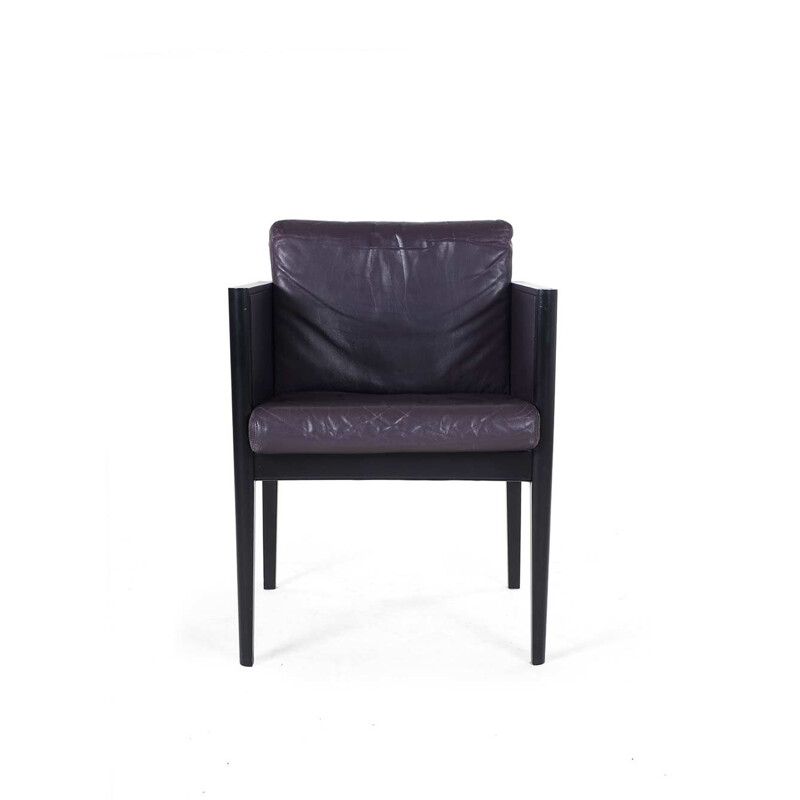 Set of 4 vintage purple leather armchairs by Arnold Merckx for Arco, 1980s