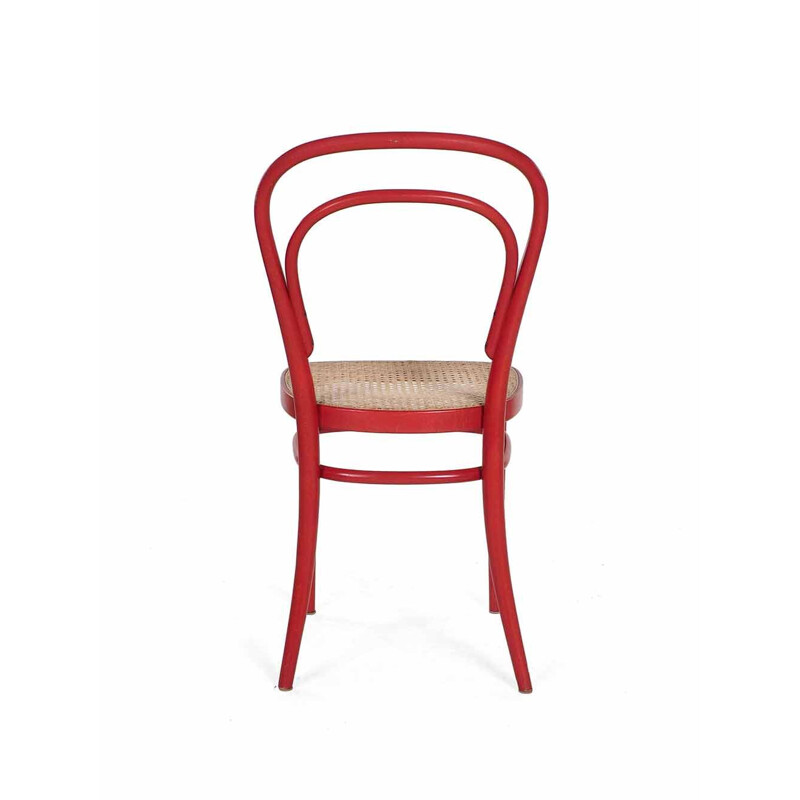 Juego de 4 sillas Thonet rojas vintage 214