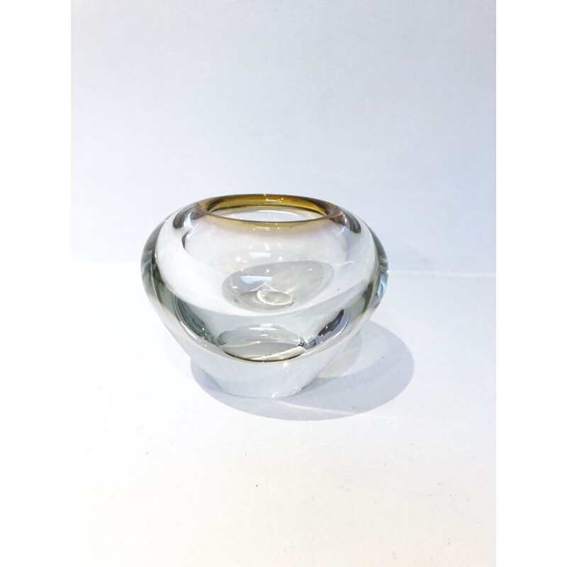 Vintage two-tone crystal ashtray, 1970