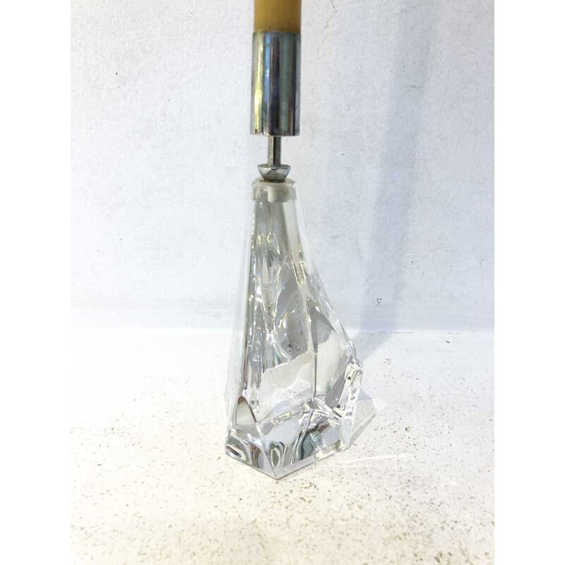 Vintage crystal candlestick by Daum, France 1970