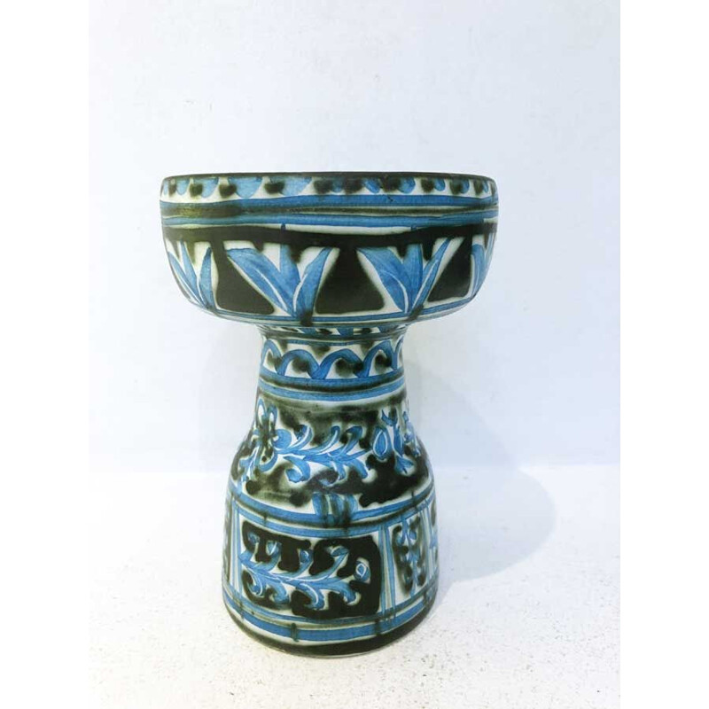 Vintage Keraluc earthenware candlestick by Yvain, 1970