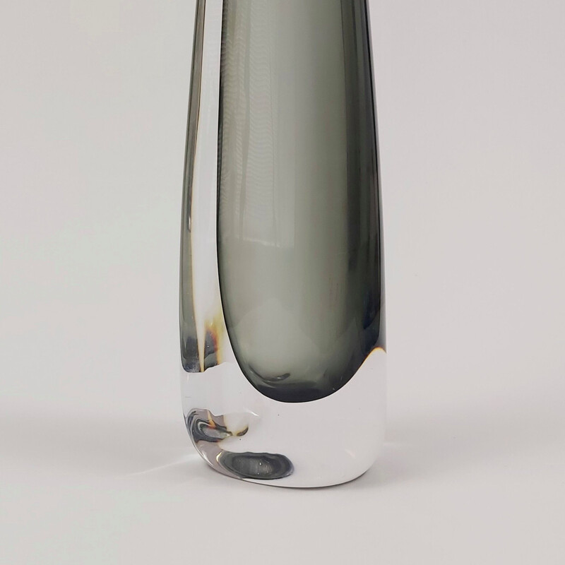 Jarrón sommerso escandinavo vintage de vidrio crepuscular de Nils Landberg para Orrefors, Suecia 1960