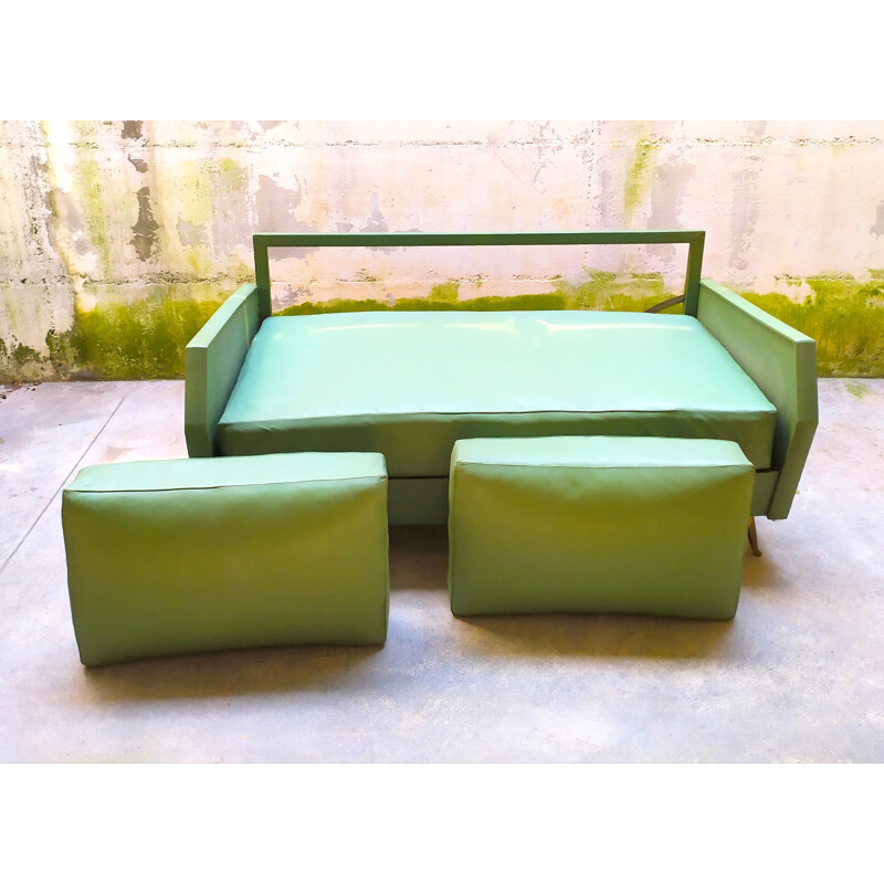 Canapé italien vintage en similicuir vert de Gio Ponti pour Isa Bergamo, 1950