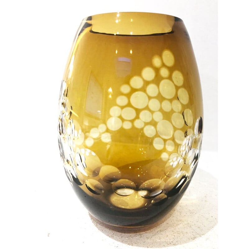 Vase vintage en cristal par Borske Sklo, 1970