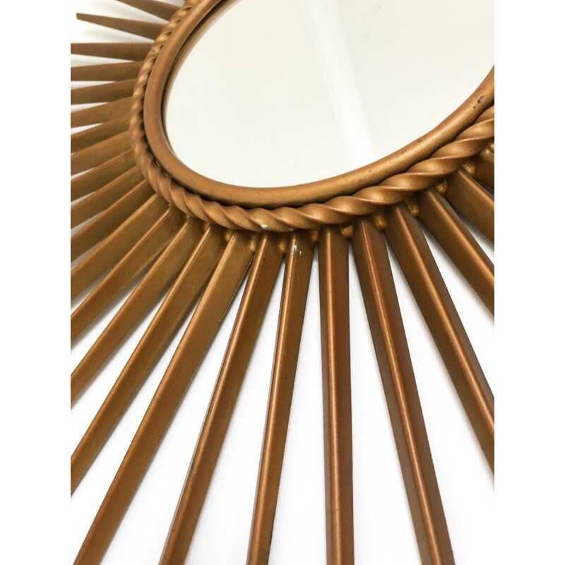 Vintage chaty Vallauris sun mirror in brass