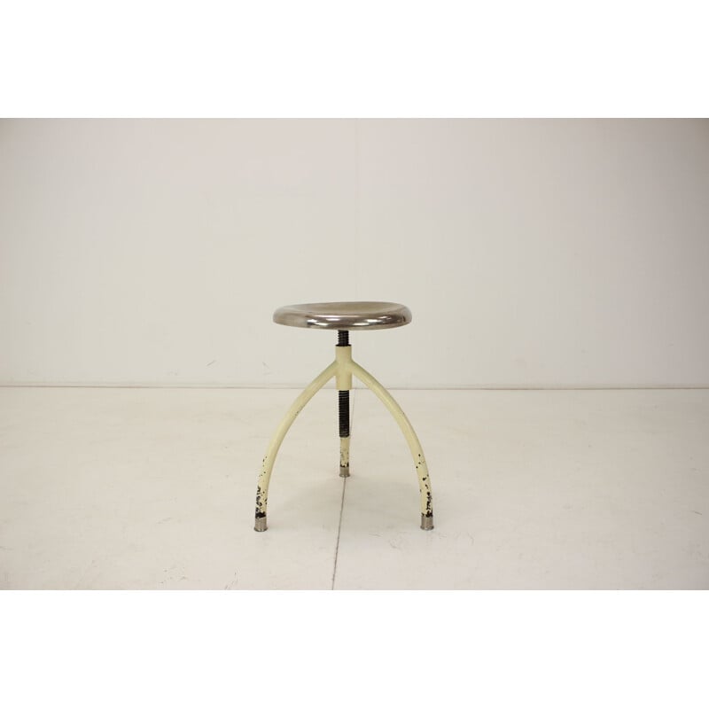 Tabouret médical réglable vintage en chrome, 1950