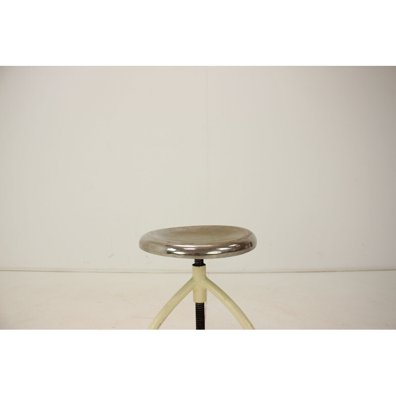 Vintage medical chrome adjustable stool, 1950s